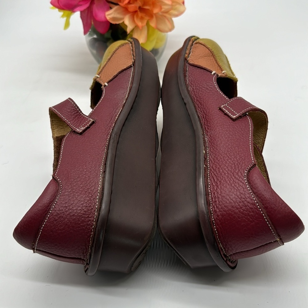Spring Step Multi color Leather Red Orange Pink Maryjane Clog Size 39 CM6967D - Picture 4 of 6
